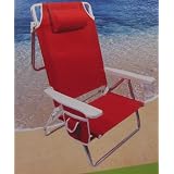 5 Position Beach Chair Holds 300 Pounds Red Color by 