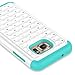Galaxy S7 Case, RANZ® Turquoise/ White Spot Diamond Studded Bling Crystal Rhinestone Dual Layer Hybrid Cover Silicone Rubber Skin Hard Case For Samsung Galaxy S7