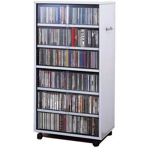 【最強ワイド収納】CDもビデオもたっぷり収納! ワイド型ラック シルバー(内側ブラック) 97309【14276】