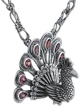 Garnet necklace, 'Crimson Peacock' 2 W 1 L