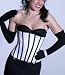 White Satin Black Strip Victorian Uderbust Corset Steel Boned Back Lace Up Waist Cincher