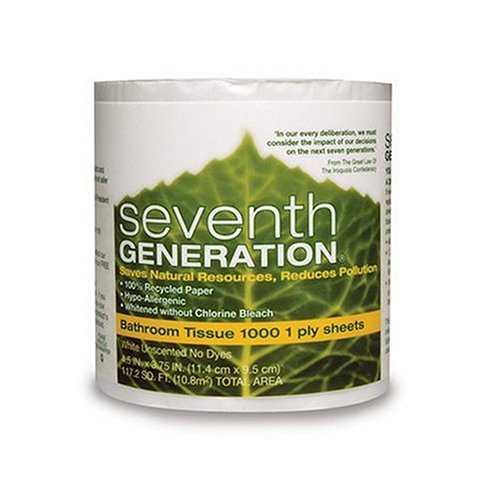 Seventh Generation Bathroom Tissue, 1-Ply Sheets, 1000 Sheet Roll (Pack of 48)