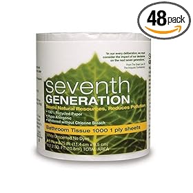 Seventh Generation Bathroom Tissue, 1-Ply Sheets, 1000 Sheet Roll (Pack of 48)