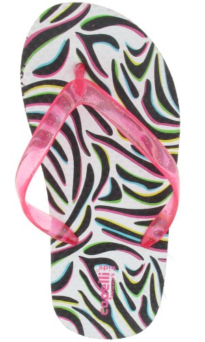 Girls Flip Flops:Capelli New York Jelly Thong With Techno Zebra Print Girls Promo Flip Flop White Combo 10/11