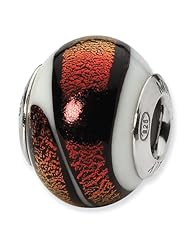 Sterling Silver s White/red Italian Murano Bead by Reflection Beads, Best Quality Free Gift Box Satisfaction Guaranteed