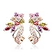 BAMOER Gorgeous Flower Design White Gold Plated Multi Color Cubic Zirconia Stud Earrings