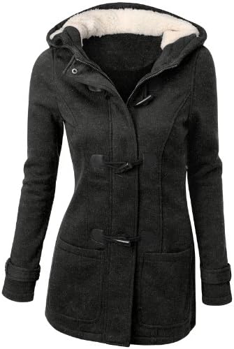 Doublju Women Comfortable Classic Long Sleeve Jacket CHARCOAL,M