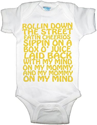U.S. Custom Ink Girl's Rollin' Down The Street Yellow Graphic Baby Bodysuit White (Newborn)