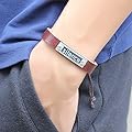 Rocki Punky Genuine Leather Silence Identifacation Adjustable Length Wrap Bracelet