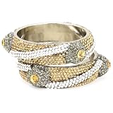 Chamak by priya kakkar 2 Bangle Bracelet Encrusted with Crystal Raised Flowers