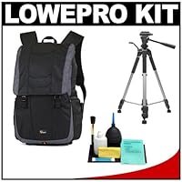 Lowepro Versapack 200 AW Digital SLR Camera Backpack Case (Black/Gray) + Tripod + Accessory Kit for Canon Rebel T3, T3i, T1i, T2i, EOS 60D, 50D, 5D, 7D, Nikon D3000, D3100, D5000, D7000, D300s, Olympus Evolt E-5, E-30, E-620 and Sony Alpha A560, A580, A33, A55