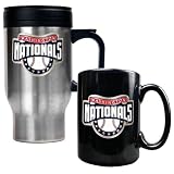 Washington Nationals MLB Stainless Steel Travel Mug & Black Ceramic Mug Set - Primary Logo