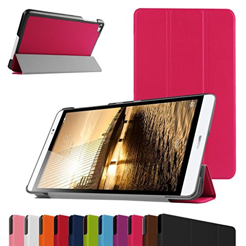 Huawei MediaPad M2 8.0 Slim Shell Case,Mama Mouth Ultra Slim Lightweight 3-folding PU Leather Standing Cover For 8" Huawei MediaPad M2 8.0 M2-801L M2-801W Android Tablet,Rose Red