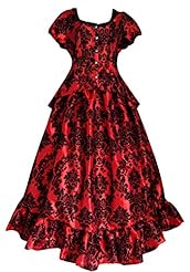 Floral Print Taffeta/Velvet Short Sleeves Belted Lace   Dress With a Ribbon  and a Sash  and Ruffles