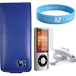 Apple Ipod Nano 5th gen Silver Flip Beltclip Carrying Case + Screen Protector + Ipod Nano 5g Car Charger + Wristband