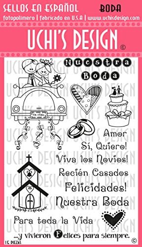 Spanish Clear Stamps by Uchi's Design - 100% Photopolymer (Boda / Wedding and Etiquetas Circulares)