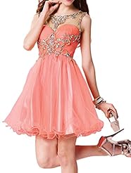 Tulle  Sheer 2015 Cocktail Prom Dress/Party Dress  With Rhinestones