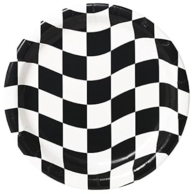 Black and White Check Racing Party Supply Pack! Bundle Includes Paper Plates & Napkins for 8 Guests