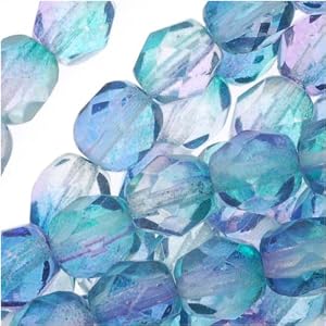 Czech-Fire-Polish-Glass-Beads-6mm-Round-Two-Tone-Purple-Blue-25-