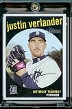 2008 Topps Heritage # 338 Justin Verlander / Detroit Tigers / MLB Baseball Trading Card in a Protective Screw Down Display Case
