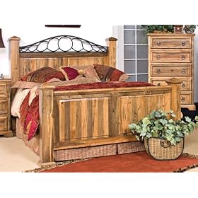 Kush Furniture 4003 Big Sur Pine Eastern King Post Bed with Iron in Pine Finish by Kush Furniture