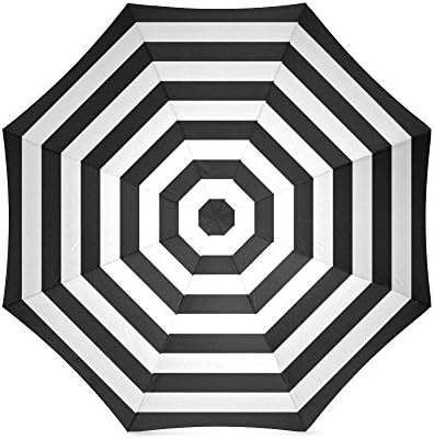 Black and White Stripes Striped Fashionable Foldable Travel Rain/Sun Anti-uv, Windproof Rainproof Umbrella