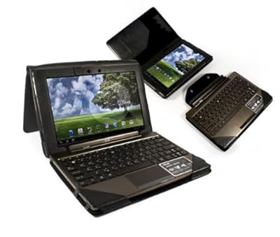 Tuff-Luv Genuine Leather Book Style case cover and Keyboard case for Asus Eee Transformer TF101 Tablet - Black (not compatible with Prime TF201)