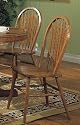 Set of 2 Windsor Style Arrow Back Solid Oak Dining Chairs