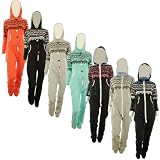 Peyton New Womens Fleece Aztec Print Zip Fastening Front Ladies Jumpsuit