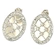 Sterling Silver Earrings Mother of Pearl White CZ Oval By Bucasi