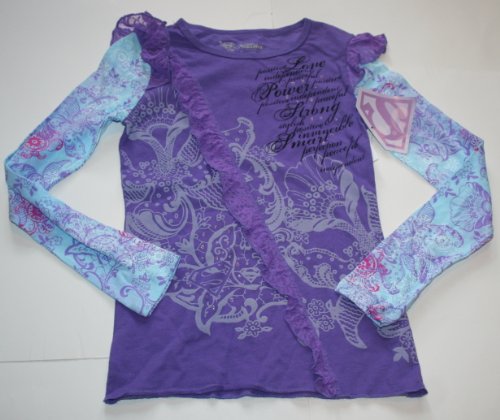  Supergirl by Nastia Girl's Fashion Top - 'Love,Power,Strong,Smart' Lilac