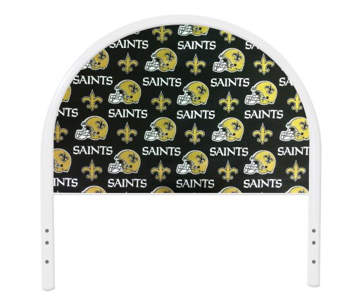New Twin Size Children's Youth White Metal Headboard with Custom New Orleans Saints NFL Upholstered Headboard