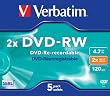 Verbatim 2x DVD-RW Rohlinge Scratch Resistant Surface Jewel Case 5er-Pack