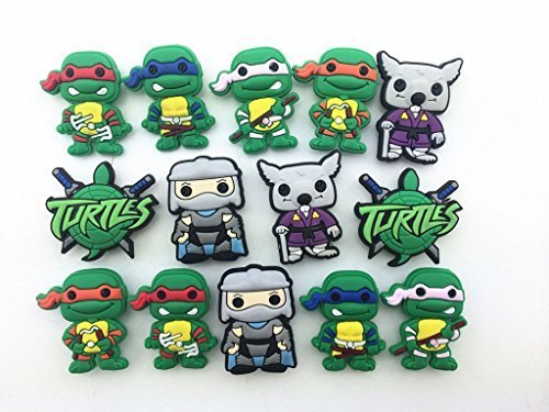 14 Ninja Turtles Shoe Charms for Croc Fits Shoes & Wristband Bracelet Party Kids Gifts