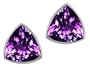 1.50 cttw Genuine Trillion Amethyst Earring Studs in 14k White Gold