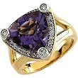 14K Two-Tone Gold Amethyst and Diamond Ring