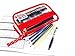 Rough Enough Vintage Clear Transparent Pencil Comestic Pouch Holder Case (Red)