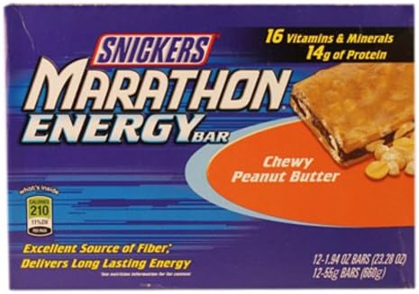 Snickers Marathon Energy Chewy Peanut Butter Bar 12/1.94oz