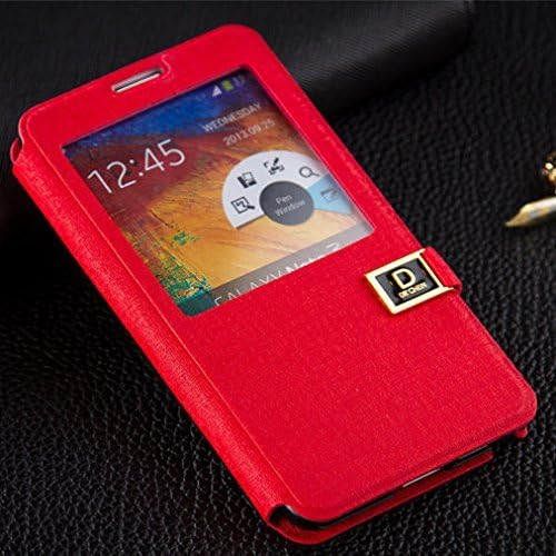 Samsung Galaxy Note 3 Case, Premium Smart View Leather Wallet Case for Samsung Galaxy Note 3 III N9000 Smartphone (Red)