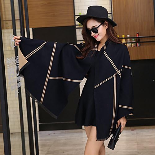 Markham123 Warm Scarf Cashmere Scarf Shawl Tassels Direct Double Napped Jacquard Scarf (Black)