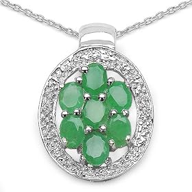 Buy 1.90 Carat Genuine Emerald Silver Pendant by JewelzDirect