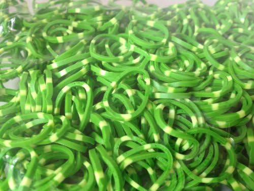 New! Striped Multi-color Bands for Any Loom Kit - Lime Green & Yellow Stripes - 600ct + 25 S Clips