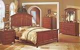 4pc Brown Wood Queen Size Bed Set w/Night Stand & Dresser