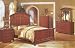 4pc Brown Wood Queen Size Bed Set w/Night Stand & Dresser