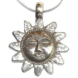 Sun Pendant Silver Chain Necklace Romantic Gift Size 1.5 inches