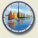 Wood clock~ Rainbow Catamarans~Artworks Home Accents~ large kitchen wall clocks~ code 162