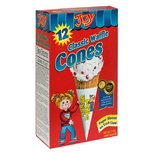 Joy Classic Waffle Cones, 7-Ounce Packages (Pack of 12) by Joy