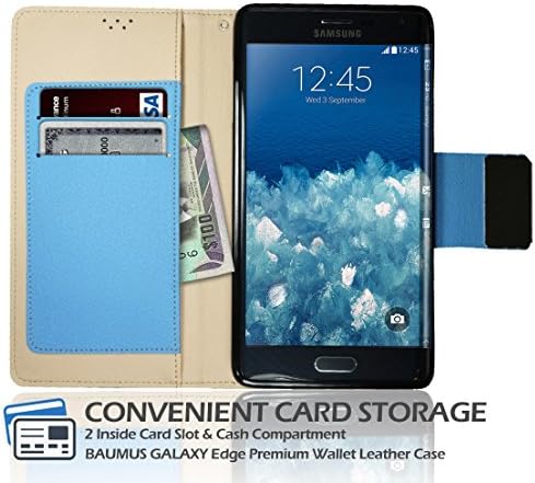 Note Edge Magnetic Kickstand Wallet Case, Samsung Galaxy NoteEdge Soft Foldable Leather Diary Flip Cover, 10 Colors (Sky Blue)