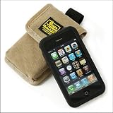 ＜SoftBank iPhone 4S／SoftBank iPhone 4／au iPhone 4S対応＞(ショルダーベルト用)シリコンケースに入れたままでも入るiPhoneケース(ウォークマンＸ、携帯電話、iPod classic、iPod touch対応)＜バイオワッシャー加工/ウス茶＞