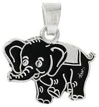 Sterling Silver Baby Elephant Pendant, 3/4" (18mm) tall